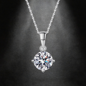 1.2CT <b>Real</b> 925 Sterling <b>Silver</b> <b>Necklace</b> for Women Fashion Jewelry with Square Princess Cut Moissanite Diamond for Weddings - Product Image 3