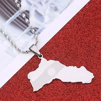 Collar de Moda de Lujo al por Mayor, Collar con Mapa de Kurdistán de Acero Inoxidable para Mujer
