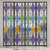 Cloison décorative en émail coloré pour salon, séparateur d'entrée, verre artistique translucide peint et gaufré, style luxe léger et solide
