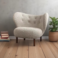 Chaise de canapé simple moderne en bois massif d'agneau velours crème vent pour salon chambre à coucher chaise de loisirs simple pour designers d'appartement