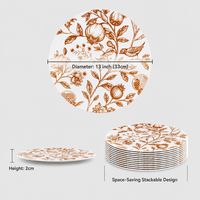 Assiettes de présentation durables de 13 pouces, motif oiseaux et grenades en cuivre, pour fêtes en plein air, mariages et banquets