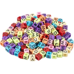 2021 Plastic Acrylic letter beads DIY Kid bead cube coin round 6 mm 7 mm 8 mm For DIY Jewelry Making All Kinds in Stock