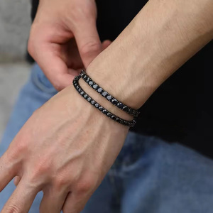 <span class=keywords><strong>Bracciale</strong></span> Tennis Personalizzato di Alta Gioielleria con Moissanite Nera VVS da 4mm 5mm in <span class=keywords><strong>Acciaio</strong></span> Inossidabile - Product Image 4