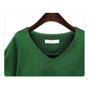 Camicette alte da <span class=keywords><strong>donna</strong></span> camicia a tunica di <span class=keywords><strong>lino</strong></span> con scollo a V grande fiocco a pipistrello camicetta da <span class=keywords><strong>donna</strong></span> camicetta da <span class=keywords><strong>donna</strong></span> - Product Image 4