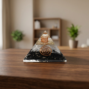 Pyramide d'orgone en sélénite et tourmaline noire, spirale de guérison, décoration pour la maison et le bureau, vente en gros - Product Image 2