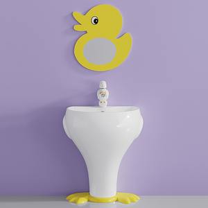 تصميم حديث جديد بطة قطعة واحدة حوض غسيل سيراميك للحمام روضة الأطفال مقعد مرحاض للأطفال مصيدة بطة جديدة كرتونية ملونة - Product Image 5