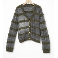Manteau tricoté vintage à col en V rayé pour femme, de haute qualité, anti-boulochage, respirant, pull décontracté pour la saison hivernale