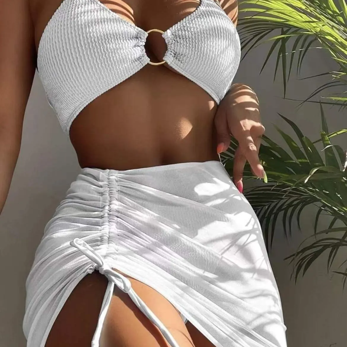 2023 mới đầy màu sắc Sexy Áo Tắm Cổ ba mảnh chia Bikini cao eo đồ bơi nữ Bikini & beachwear