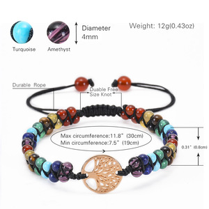 Bracelet de yoga double couche en cristal turquoise Charm Life, tissé à la main, en pierre naturelle, pour femme, motif <span class=keywords><strong>arbre</strong></span> de vie en forme de boule - Product Image 2