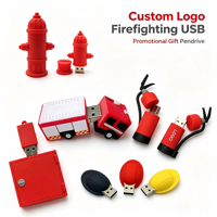 Regalo Publicitario, Memoria USB 2.0 3.0 con Logotipo 3D de Goma PVC, Diseño de Extintor de Incendios, 16GB, Regalo Creativo, Pendrive Promocional