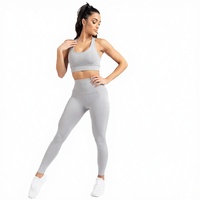 Conjunto Deportivo para Mujer, Leggings de Cintura Alta con Sujetador Deportivo, Talla Grande, Sólido, de Alta Sujeción, Cintura Elástica, Alta Calidad, Sin Costuras, Reciclable
