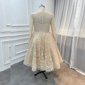 Оптовая Продажа Шампанское с длинными рукавами плюс размер невесты вечерние платья для выпускного вечера - Product Image 3