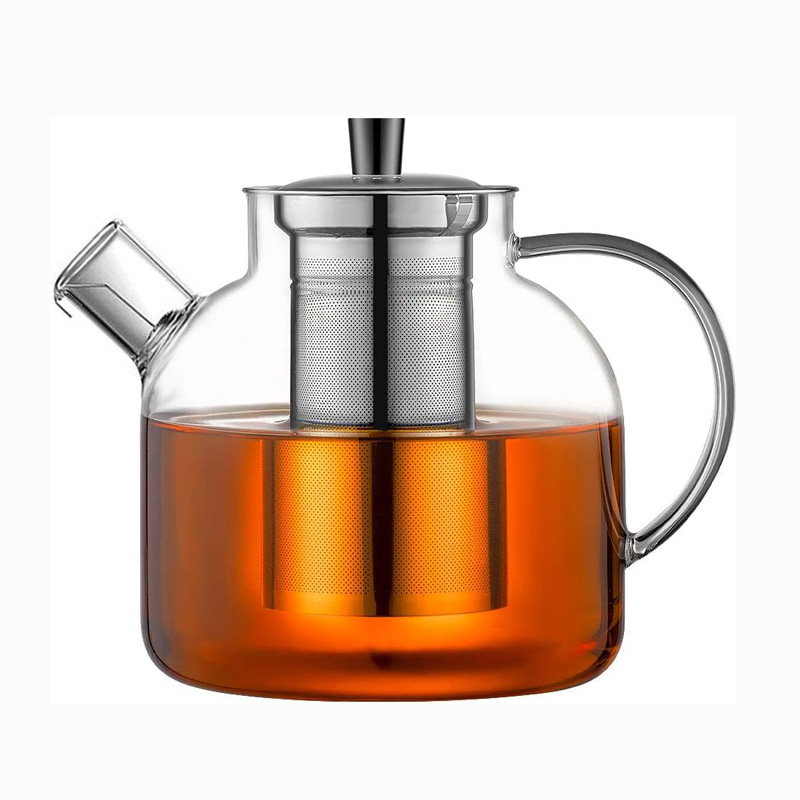 Tetera de vidrio de 1500ml, tetera de té segura con infusor, jarra de agua de vidrio de borosilicato, tetera transparente para té de hojas sueltas