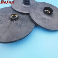 Impeller PPO Hitam 13cm Untuk Pompa Air, Bilah Turbin Tipe Terbuka Vortex Tahan Lama, Pengganti Suku Cadang Pompa 1/2HP Tahan Panas