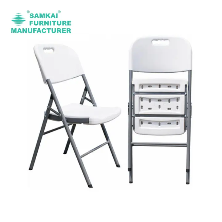 SK-ZDY-C001Factory all'ingrosso di alta qualità leggero HDPE giardino evento impilabile matrimonio in plastica bianca sedie pieghevoli