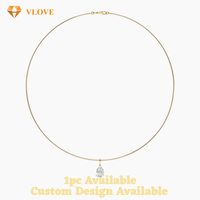 Collar con Colgante de Diamante Cultivado en Laboratorio con Corte de Pera VLOVE, 1-3 Quilates, Color D VVS, Oro Sólido de 10K, 14K, 18K, Joyería Personalizada para Mujer