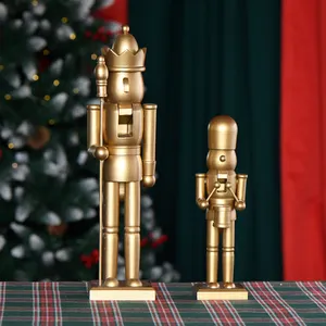 חדש מכירה לוהטת 25cm/38cm עץ מותאם אישית זהב חג המולד מפצח אגוזים למשפחה מעטר