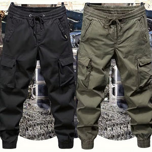 Pantalones <span class=keywords><strong>Cargo</strong></span> Casuales de Estilo Americano en Tendencia, Color Sólido, Tipo Jogger de Talle Medio con Cierre de Cremallera, Corte Recto Holgado, Tejido Ligero para Primavera - Product Image 4