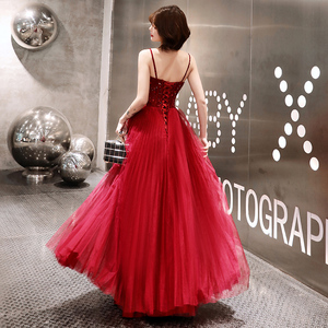 A-line Evening <strong>Dresses</strong> 2020 Spaghetti <strong>Wine</strong> Tulle Beading Vestido De Noiva Crystal Long <strong>Bridesmaid</strong> Formal <strong>Dress</strong> - Product Image 5