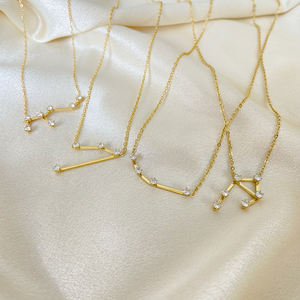 Diamante estrella gráfico guardián collar moda Acero inoxidable chapado en oro collar del zodiaco joyería impermeable 2025 - Product Image 4