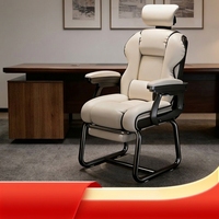 Chaise de bureau classique en cuir PU avec fonction inclinable, appui-tête double couche, coussin d'assise épaissi, pour usage professionnel et domestique