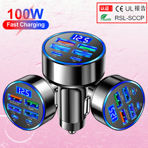 <span class=keywords><strong>Chargeur</strong></span> de <span class=keywords><strong>voiture</strong></span> 6 ports 4 USB + 2 PD avec affichage de la tension LED, adaptateur de charge rapide QC3.0 SCP 6 en 1 pour voitures 12V/24V - Product Image 6