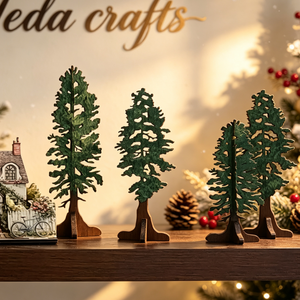 Personnalisation Gratuite Décoration de Noël Rustique Impression UV Personnalisée Mini Arbre de Noël en Bois avec Service de Découpe Laser - Product Image 5