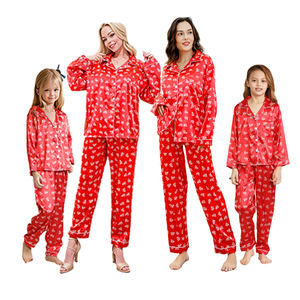 होहो क्रिसमस पजामस सिल्क सैटिन 2 पीसी सेट माँ और मैं क्रिसमस pajams pajs माँ और बेटी के साथ शादी - Product Image 4