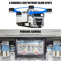 Système de surveillance d'angle mort sans fil AI BSD avec caméra de recul 360° avant et arrière pour camion et voiture, affichage sur écran, kit DVR AHD