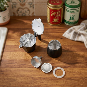 Cafetera Moka de Aluminio Ecológica con Doble Válvula de Seguridad, Extracción de Alta Presión, Cafetera Octogonal Duradera de 6-12 Tazas - Product Image 5