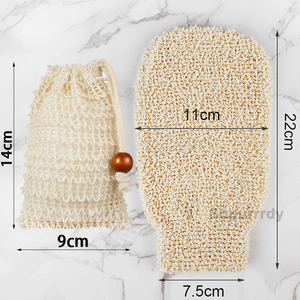 Guante de Baño de Yute Natural con Logotipo Personalizado, Bolsa para Jabón Duradera con Banda, Guante Exfoliante de Malla de Espuma de Alta Calidad - Product Image 2