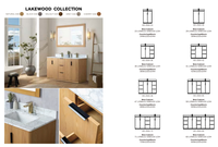 Meuble de salle de bain moderne 60 pouces avec double vasque, bois clair, autoportant