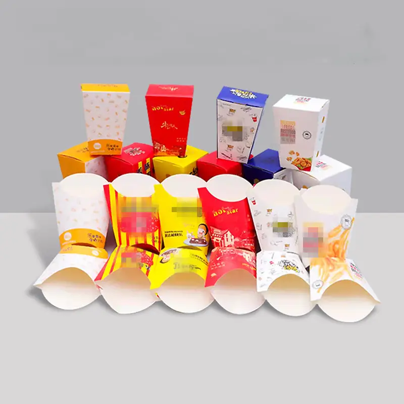 Embalagem rápida de alimentos personalizada, caixa de hambúrguer, caixa de alimentos de batatas fritas francesas, embalagem com logotipo, recipiente descartável de alimentos