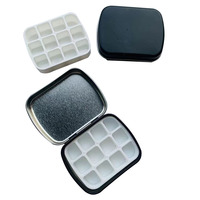XinyiArt – Trousse de voyage en métal pour peinture acrylique, palette vide à 12 compartiments, mini palette de peinture en plastique pour aquarelle DIY