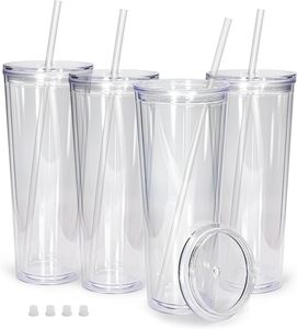 Pronto per la Spedizione: Confezione da 25 Bicchieri Acrilici Riempibili da 24oz a Doppia Parete, Senza BPA, Trasparenti, Pre-forati per Globo di Neve - Product Image 2