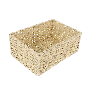<b>Rectangular</b> PE Rattan <b>Storage</b> <b>Basket</b> Rustic Style Multi-Purpose Organizing Bin - Product Image 1