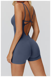 Kadınlar için yeni varış spor Bodysuit Romper spor Yoga egzersiz ince kemer çapraz güzel geri şort spor Romper - Product Image 4