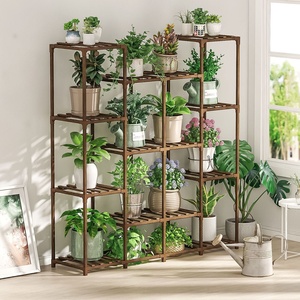 Support de <span class=keywords><strong>plante</strong></span> <span class=keywords><strong>en</strong></span> <span class=keywords><strong>bois</strong></span> intérieur extérieur étagère à fleurs supports de plantes à plusieurs niveaux pour plusieurs plantes grand support de jardinière étagères suspendues support - Product Image 3
