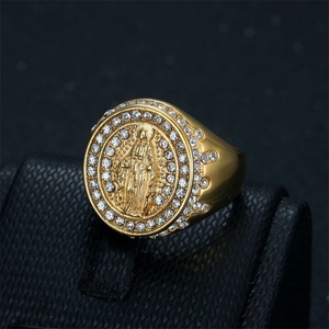 Rock Stainless Steel Personal Zied Jewelry <b>Ring</b> Gold Plated Virgin <b>Rings</b> <b>for</b> <b>Men</b> - Product Image 3
