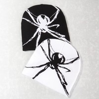 Article à vendre chaud avec un motif d'araignée, casquette sans bord d'hiver en acrylique 100% pour hommes et femmes, cadeau de fête d'Halloween