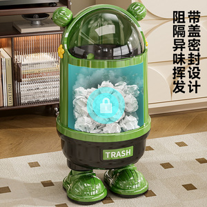 Cubo de basura cilíndrico con tapa, impermeable, para uso en interiores, para sala de estar, dormitorio, 1,1 kg, KT009 - Product Image 2