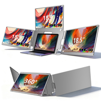 Moniteur portable triple 18,5 pouces, écran IPS FHD 1920*1080P, plug and play pour ordinateur portable de jeu 360 °   Extenseur d'écran rotatif