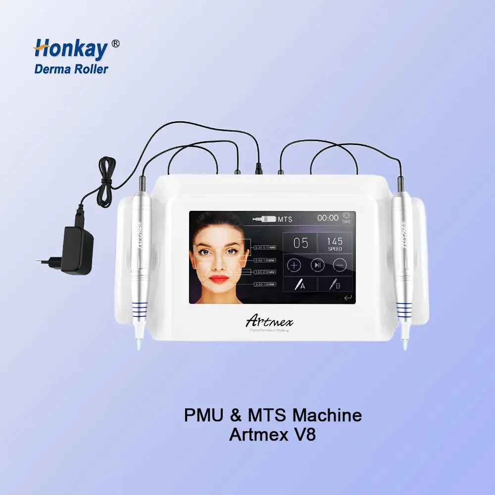 Twee Handstukken Artmex V8 Permanente Make-Up Machine Met 6 Stuks Tattoo Naalden Pmu & Mts Permanent Beauty Apparaat