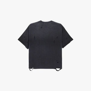 T-shirt court déchiré streetwear coupe ample et oversize, teint en pièce, vintage, 260 GSM, 100% coton lavé - Product Image 4