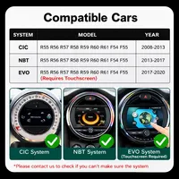 Android Auto Inalámbrico para Automóviles BMW MINI CIC NBT EVO R55 R56 R57 R58 R59 R60 R61 F54 F55, Interfaz Carplay, Mirror Link, Air Play