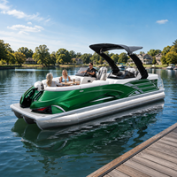 Bateau ponton en aluminium luxueux pour 12 personnes, maniement sans effort, console de salon électrique, direction hydraulique, pêche en lac
