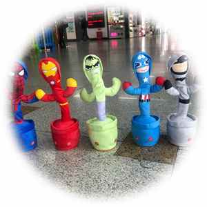 Baby Kinderen Dansen Herhaalde Pratende Opname Zingen Lichtgevende Cactus Animatie Pluche Speelgoed Educatief Cadeau Knuffel - Product Image 1