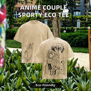 Camiseta de Pareja de Anime para Hombre, Manga Corta, Cuello Redondo, 180G, Jersey Estampado de Algodón y Poliéster, Ropa Casual de Calle - Product Image 2