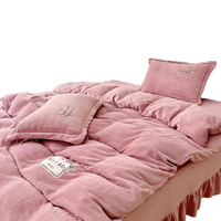 Parure de lit 3 pièces Home Comforter : Housse de couette et drap plat 200TC 100% microfibre polyester uni, 220*240cm, Japon