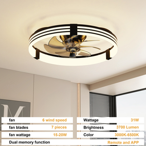 Flush Mount <b>Ceiling</b> <b>Fan</b> <b>with</b> Light 3000K-6500K 6 Speeds 7 Blades Low Profile <b>Ceiling</b> <b>Fan</b> <b>with</b> <b>Remote</b> & APP for Bedroom Kitchen - Product Image 5